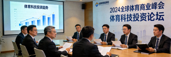 体育商业峰会现场，嘉宾正在讨论体育科技投资